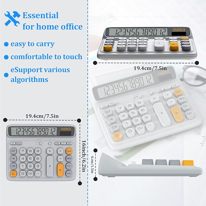 Desktop Calculator with Extra Large 5-Inch LCD Display, 12-Digit Two Way Power - Image 4