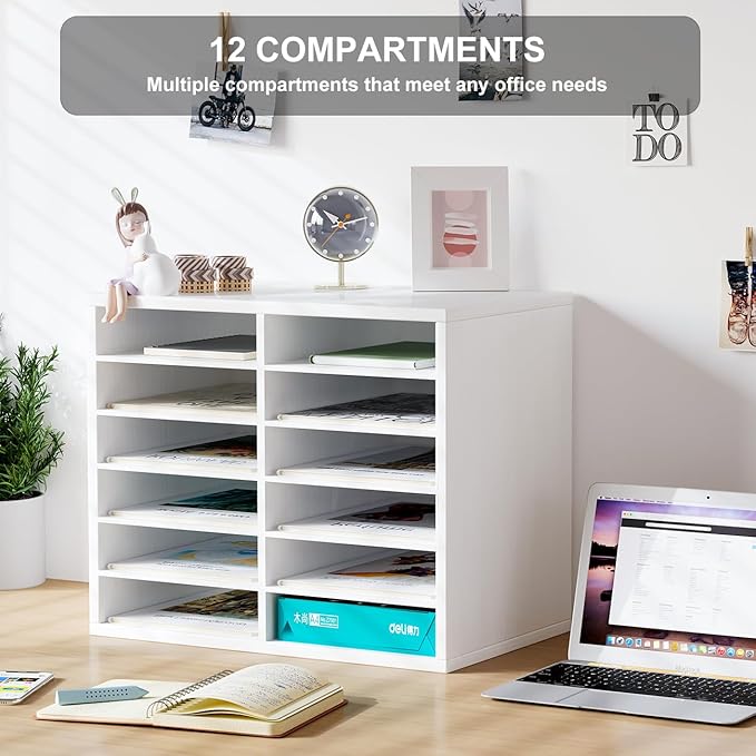 PAG Countertop Mail Sorter Organizer, Wooden Literature Organizer, Student - Image 4