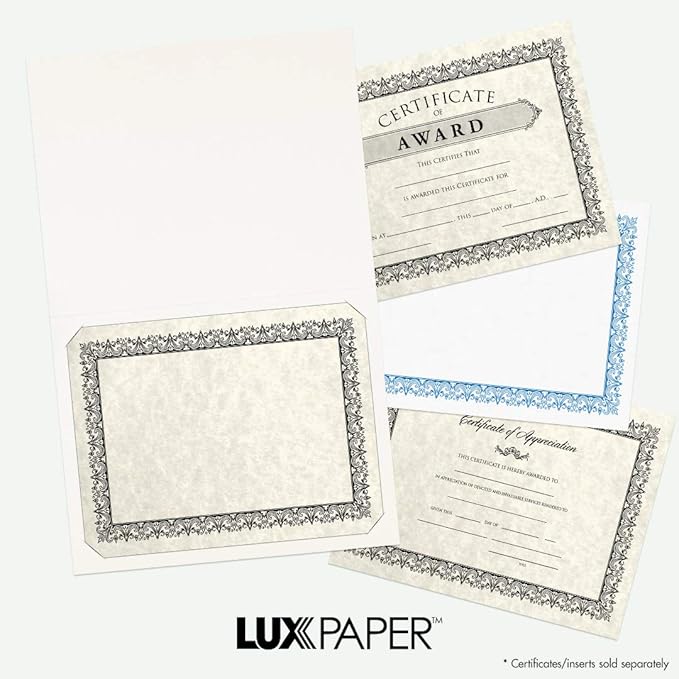 LUXPaper 9.5" x 12" Certificate Holders | White Linen | 100lb. Cover | 250 Qty - Image 7