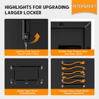 9 Door Metal Lockers for Employees, Black Lockable Steel Locker with Lock and Card Slot for Office, Gym, School, Home, Garage, Assembly Required