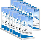 Acrylic Sign Holder 4x6, 15 Pack Clear Double Sided Menu Vertical Display Stand by HRSDEIE