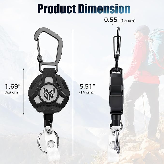 2-Pack Retractable Keychain, Heavy Duty Carabiner Badge Holder, Tactical ID - Image 3