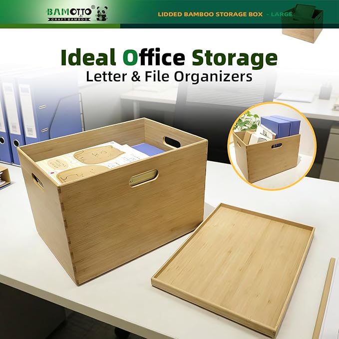 BAMOTTO Lidded Bamboo Storage Bins & Box/Cube/Basket, Home Kitchen and Office - Image 5