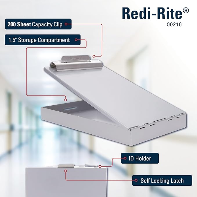 Saunders Metal Clipboard with Storage, Memo Size Paper Organizer, Steel Clip - Image 2