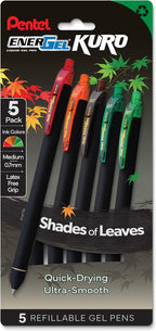 Pentel EnerGel Kuro Shades of Leaves, Retractable Liquid Gel Pen by PentelofAmerica