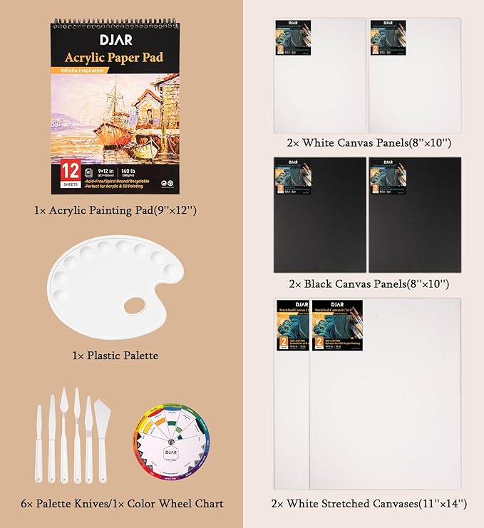 DJAR 49 pcs Acrylic Art Set - Image 5