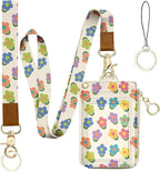 bolimoss 2-in-1 ID Badge Holder & Lanyard Wallet, Cute Floral Lanyard by BOLIMOSS