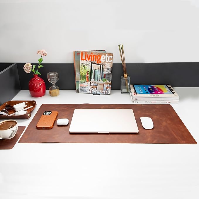 Node Leather - Genuine Leather Desk Mat, Desk Organizer & Cup Coaster - Leather - Image 2