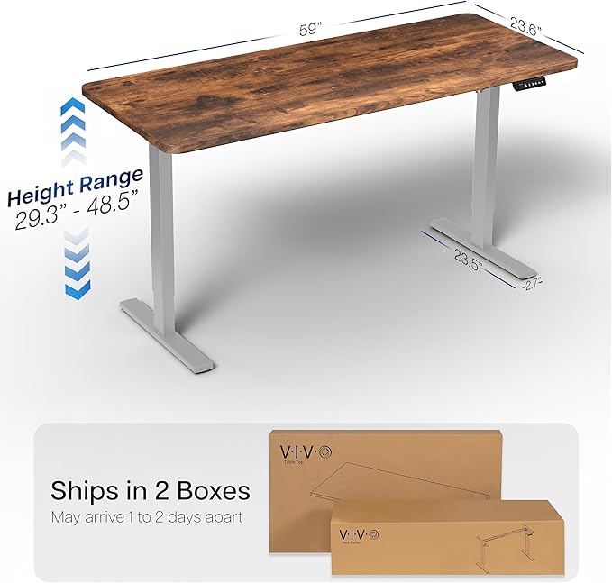 VIVO Electric 60 x 24 in Rustic Standing Desk, Memory Height Adjustment - Image 3