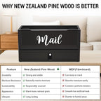 Two-Layer Solid Wooden Mail Storage Organizer Holder - Image 5