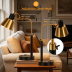 adjustable desk lamp with dual usb-c/a & ac, side view
