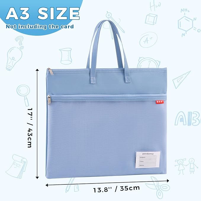 Pendancy Mesh Zipper Pouch A3 Size, Large Double Pocket Waterproof File Bag - Image 2