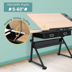 ZENY Drafting Table Art Desk Drawing Table Height Adjustable Artist Table with Tilted Tabletop, Drafting Stool and Storage Drawer for Reading, Writing, Crafting, Painting Art