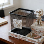 Daisylily Skull Pencil Holder, Skeleton Pen Cup, Mesh Pen Holder - Image 5