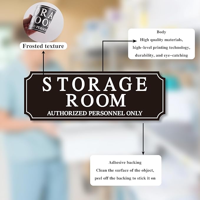 Storage Room Door Sign for Business and Home, Self-Adhesive Durable Modern - Image 4