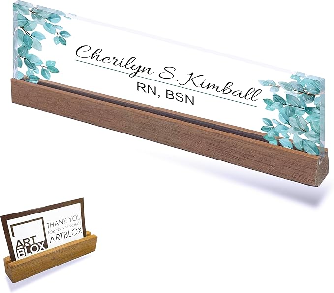 ARTBLOX | Office Personalized Name Plate Leaf V4 Design On Clear Acrylic Glass - Image 2