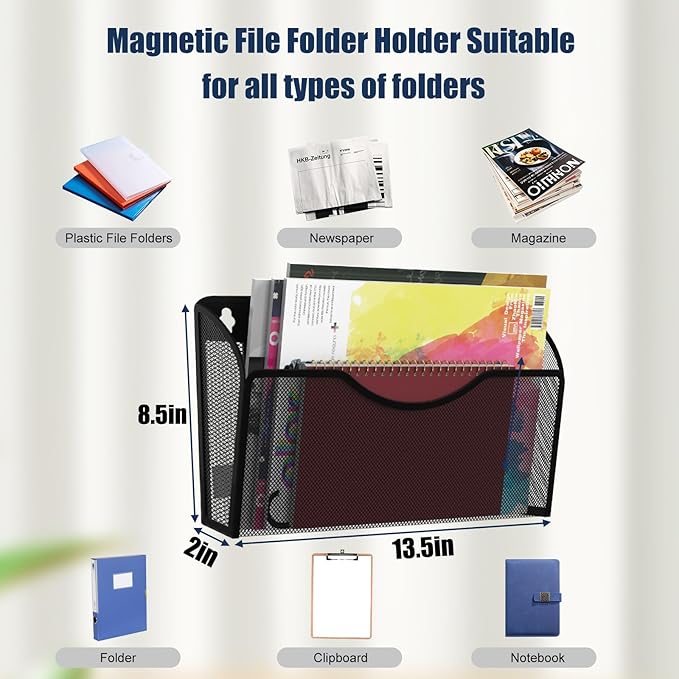 LQPAFZ Magnetic File Holder 2 Pockets File Folder Organizer, Office Hanging - Image 3