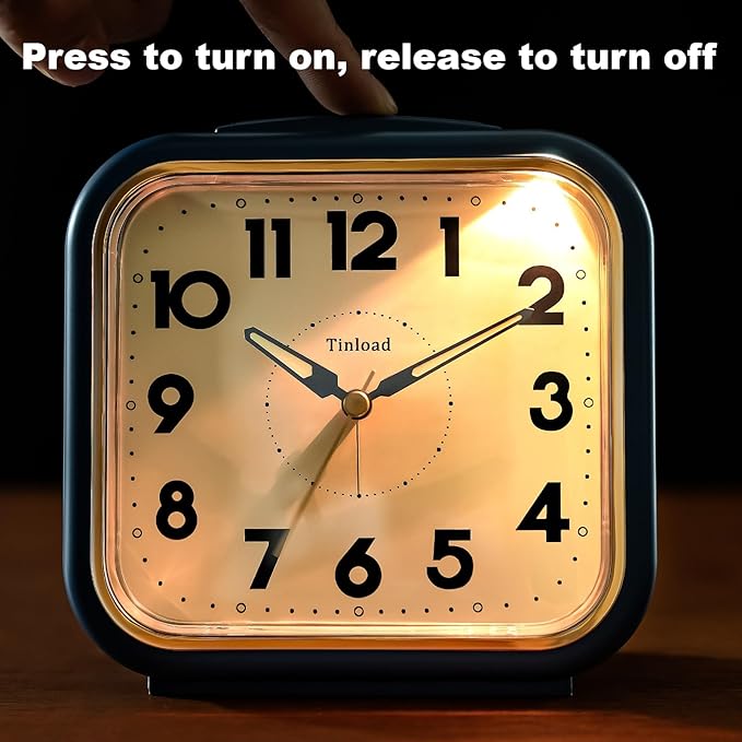 Tinload 5.5" Large Analog Alarm Clock • Silent Non Ticking • Gentle Wake • Beep - Image 6