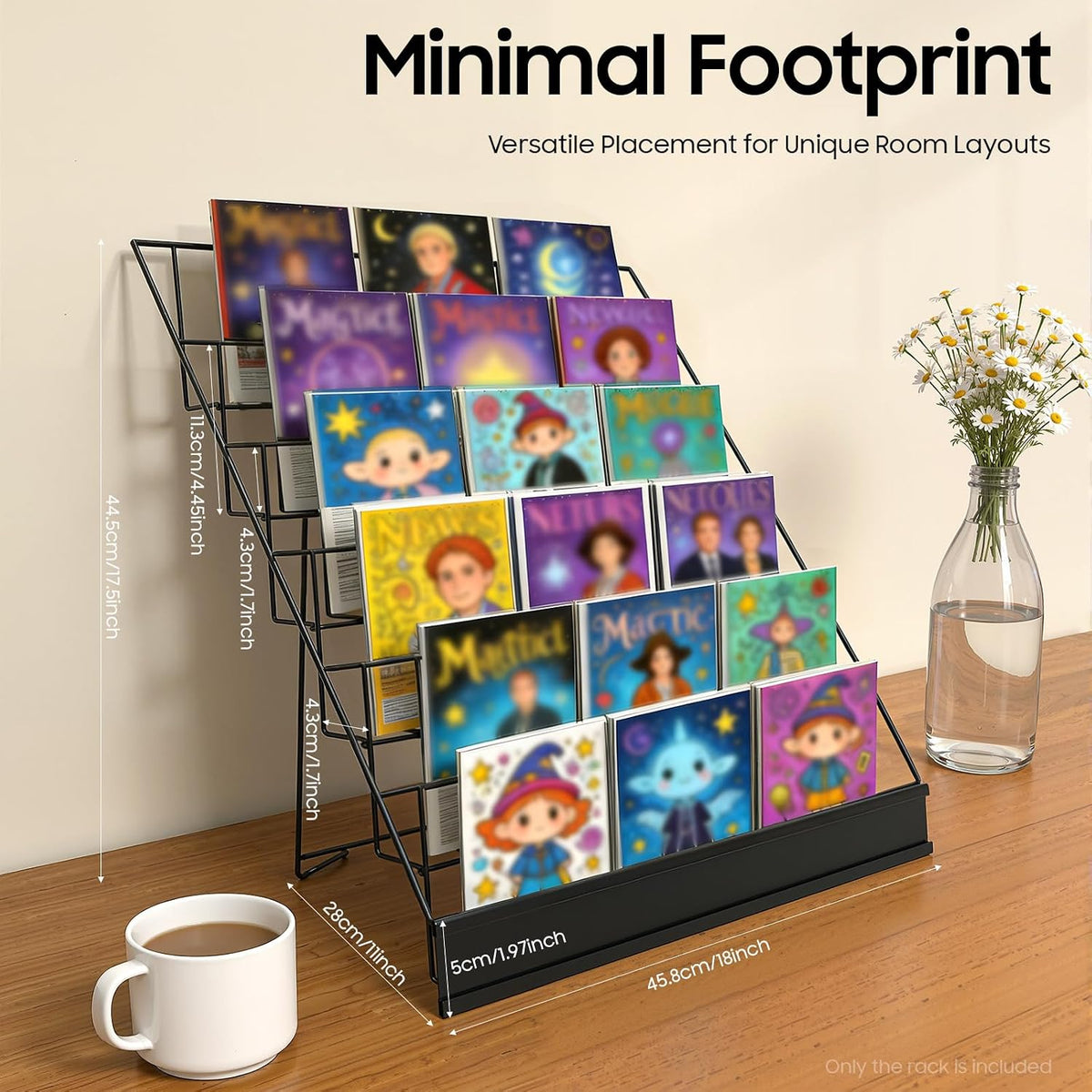 6 Tier Wire Book Display Rack Shelf, Black Book Signing Rack Tabletop Magazin...