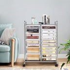 HAPPYGRILL 15-Drawer Rolling Cart, Storage Carts - Image 4