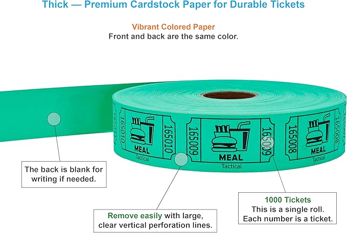 Tacticai 1000 Raffle Tickets, Single Roll, Ticket - Image 2