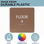 Black ADA Floor 4 Sign with Braille – Made from Durable Acrylic and Ready to - Image 2