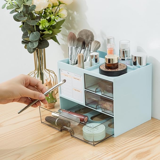 QIYVLOS Desk Organizer with 3 Drawer, Desk Organizers and Storage with 8 - Image 7