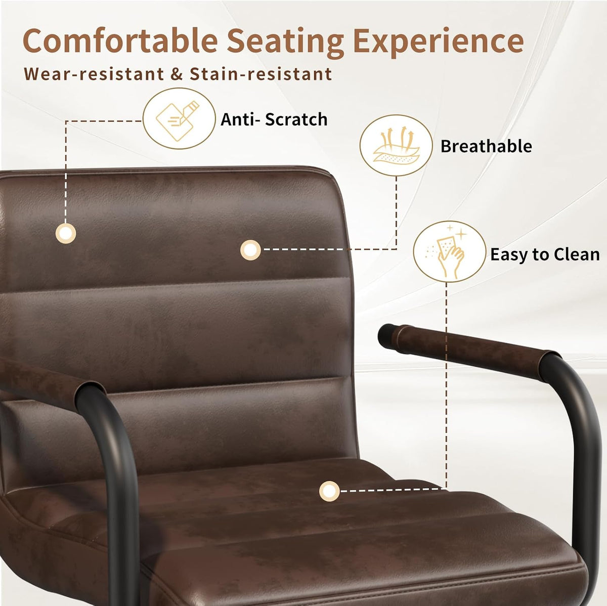 Adjustable PU Leather Swivel Bar Stools Set of 6 with Armrests