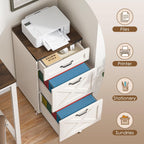 3 Drawers Farmhouse File Cabinet with Wheels for Home Office, Rustic White | Halitaa Vertical Filing Cabinet Fits Letter/A4 Size, Rolling File Cabinet Wooden Printer Stand for Home Office
