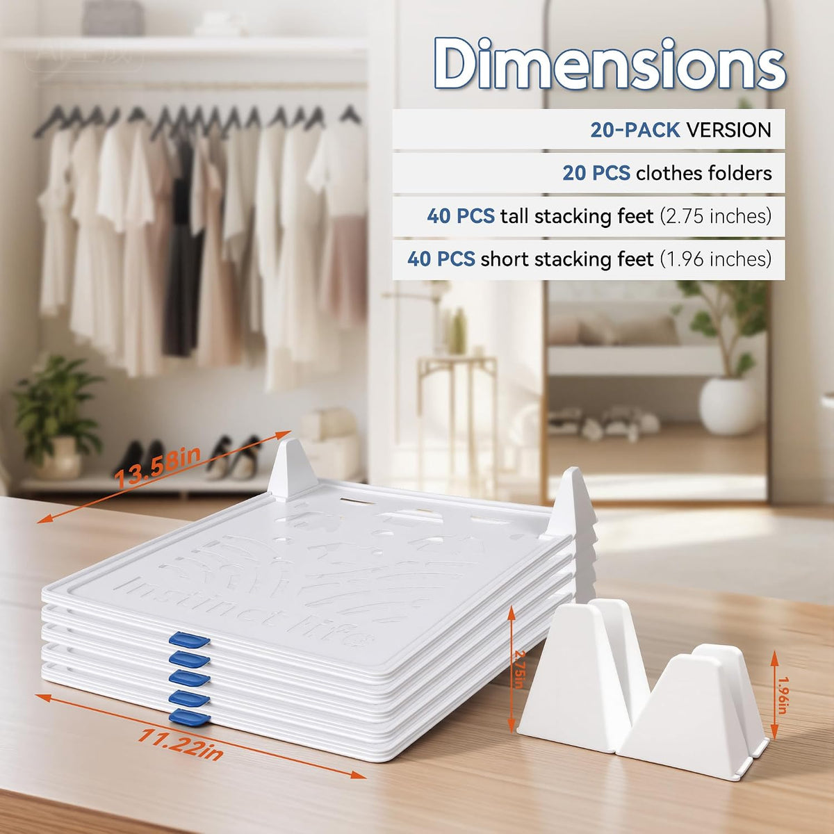 20-Pack Tshirt Organizer for Closet Shelf Stackable Folded Clothes Storage
