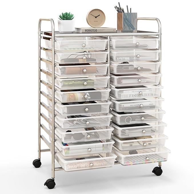 Happygrill 20-Drawer Organizer Cart Tools, Mobile Utility Storage Cart by HAPPYGRILL