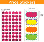 Yard Sale Price Stickers Garage Sale Pre-Priced Price Tag Labels, 2160 PCS 3/4" Diameter and 20 Large Stickers Flea Market Pre-Printed Pricing Sticker for Retail