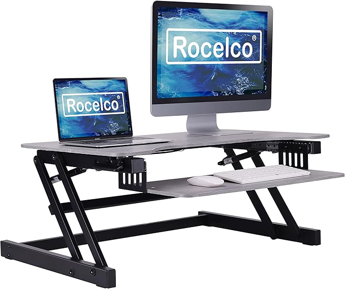 Rocelco 37.5" Deluxe Height Adjustable Standing Desk Converter by Rocelco