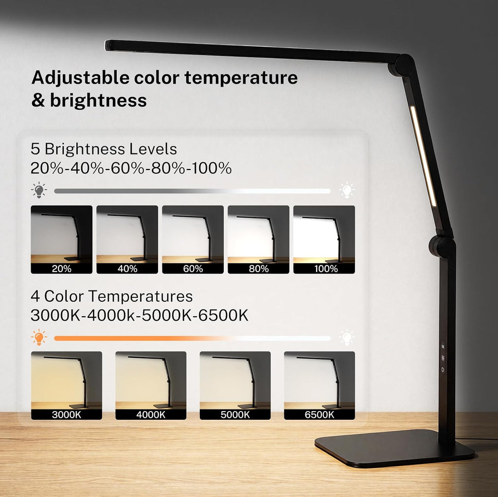 led desk lamp for home office with base, side view