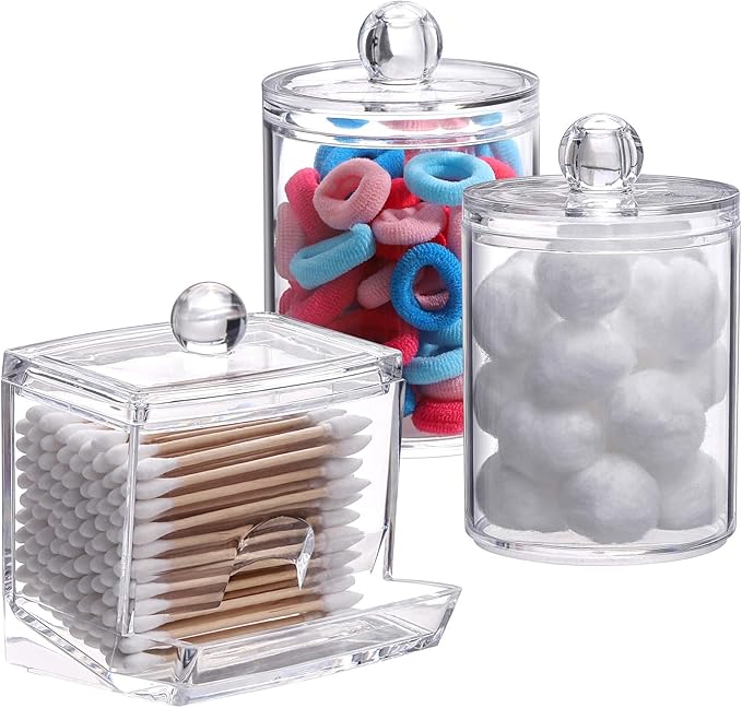 Tbestmax Plastic Qtips Holder Bathroom Container, 10/7 OZ Cotton Ball/Swabs by Tbestmax