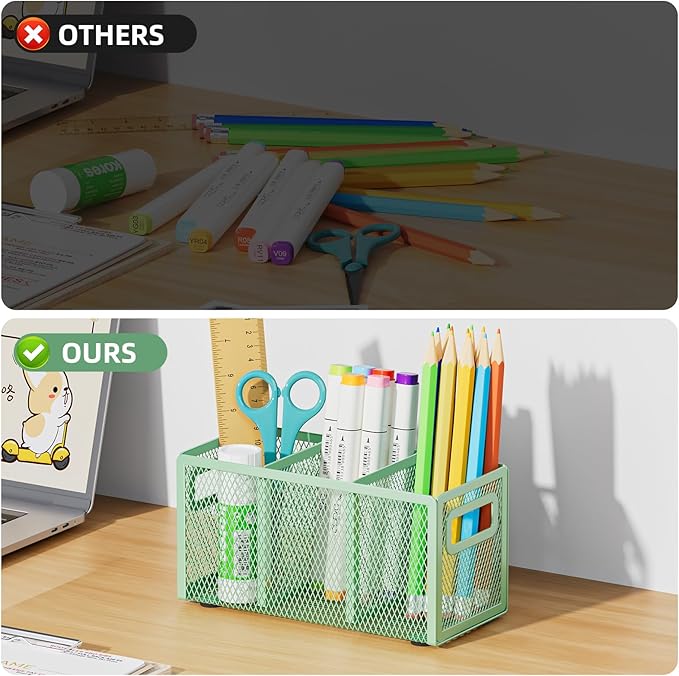 Marbrasse Mesh Pen Holder for Desk, Pencil Holder Desk Organizer 3 Adjustable - Image 5