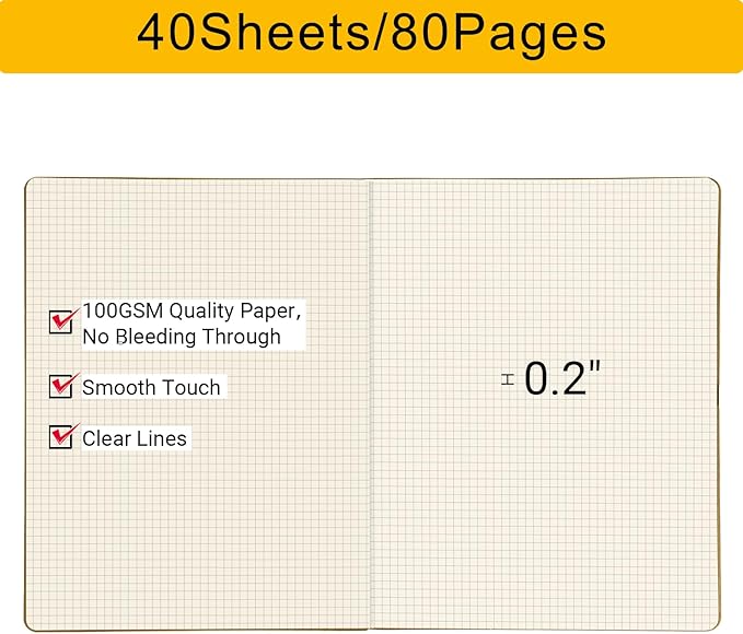 EUSOAR Graph Notebook, 6 Packs Large A4 8.5" x 11" 40 Sheets/ 80 Pages - Image 3