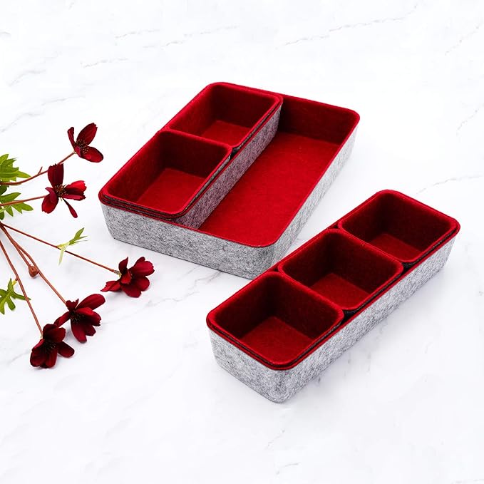 Welaxy Desk Drawer organizers tray Felt storage bins office Sleek Minimalist - Image 3