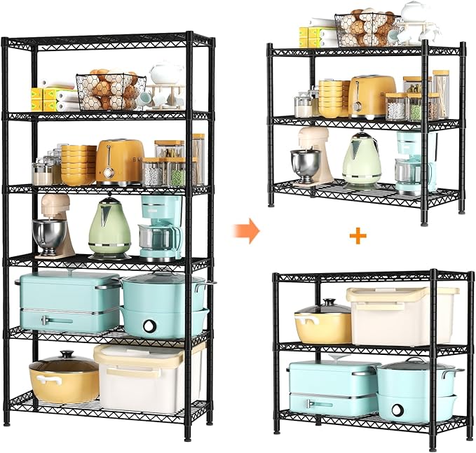 SINGAYE 6 Tier Shelf Organizer Storage Metal Shelves Garage Wire Shelving Unit - Image 4