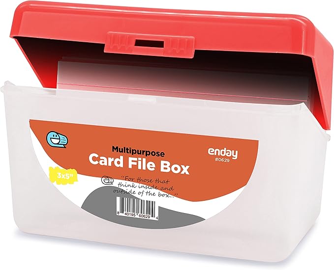 Enday Index Card Holder Red, 3x5 Note Flash Card Organizer Case, Stackable by ENDAY