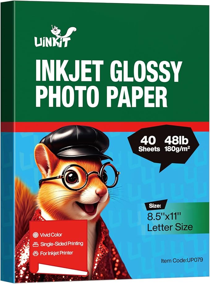 Uinkit 40 Sheets Bright White Single Sided Glossy Photo Paper 8.5x11 Letter by UinkitHandicraftsandConservationSpecialist