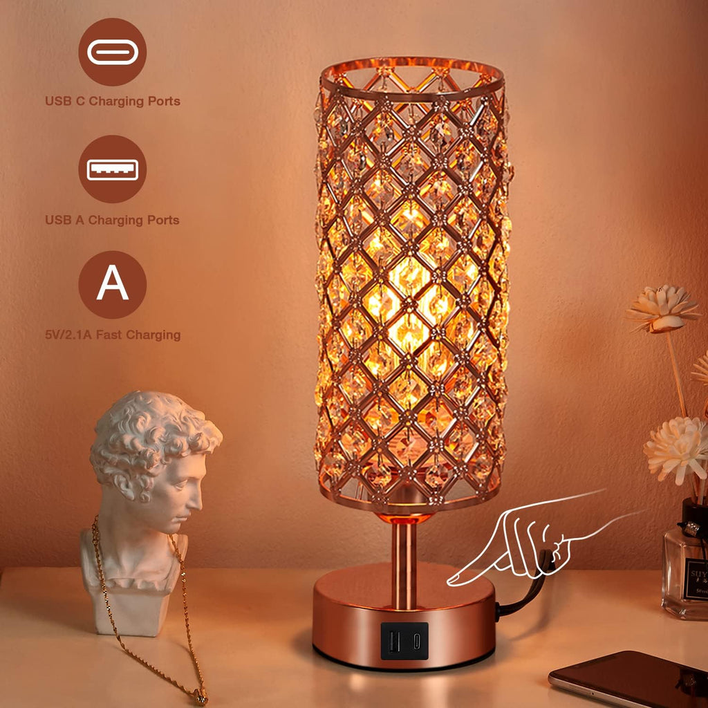 pink crystal table lamp, 3 way dimmable touch, package contents