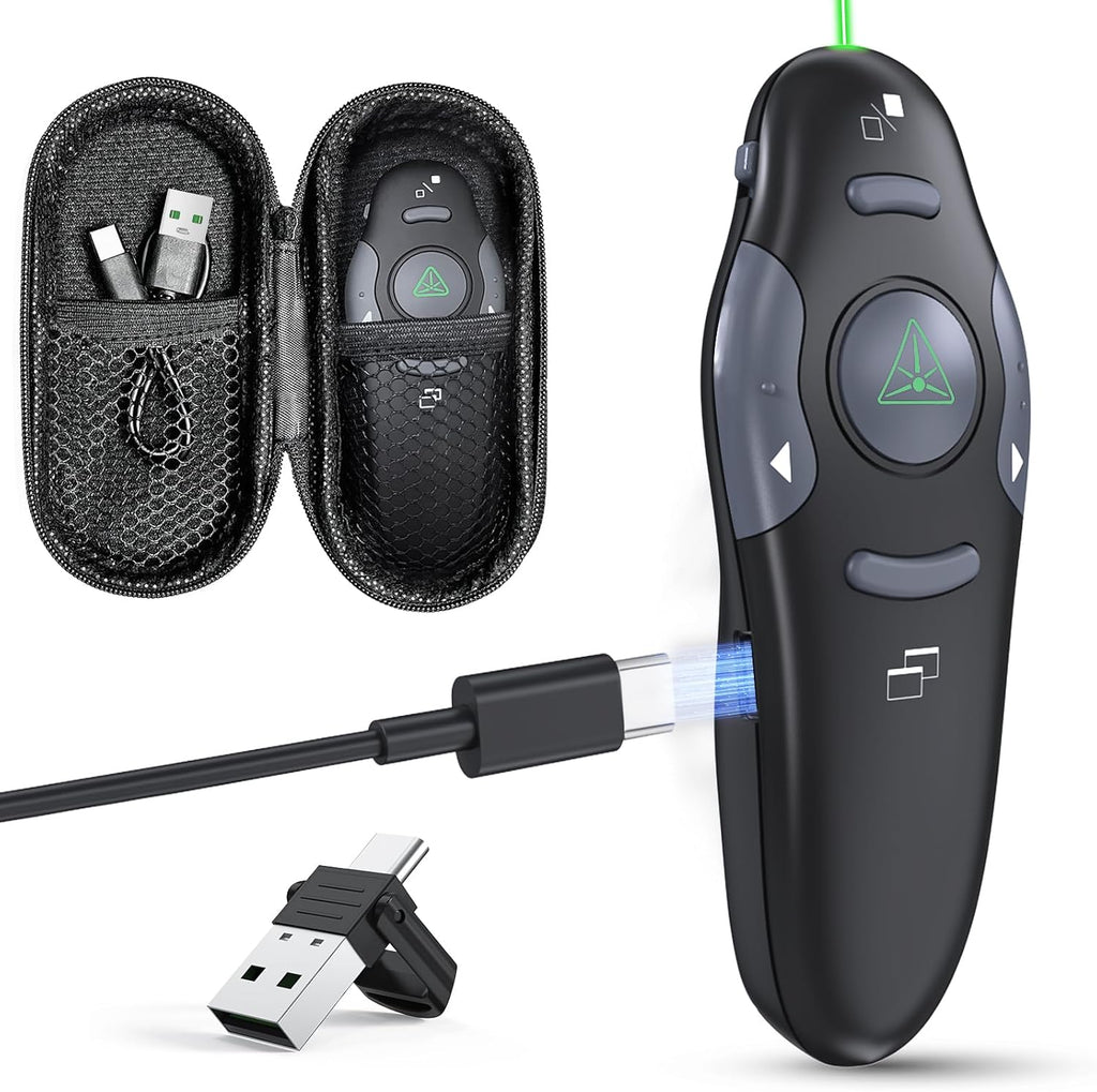 Presentation Clicker with Case Storage Wireless Presenter Remote USB Type C