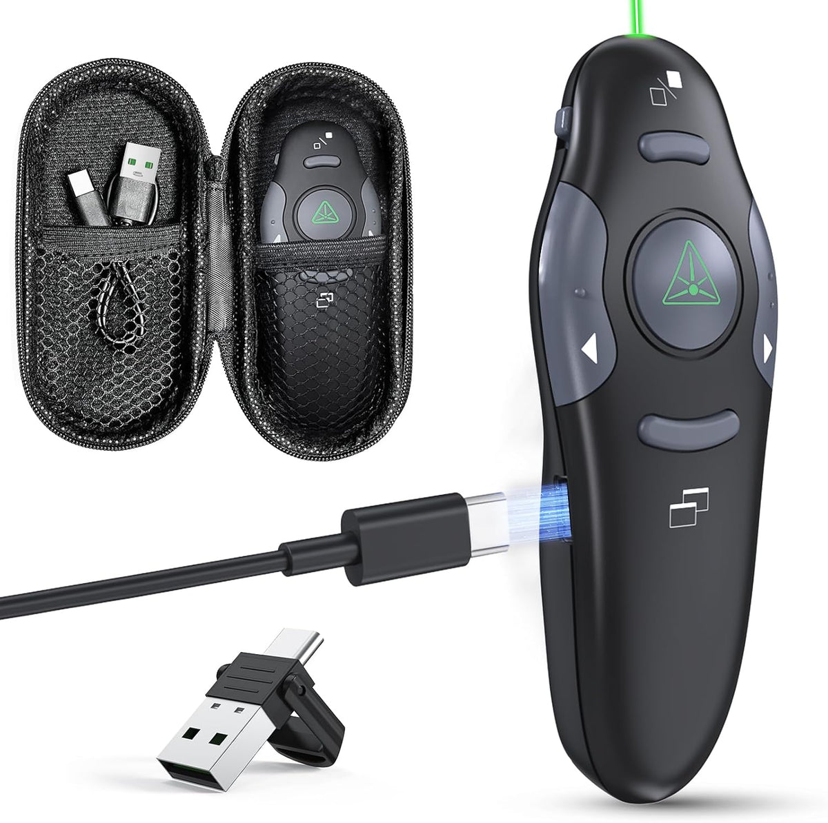 Presentation Clicker with Case Storage Wireless Presenter Remote USB Type C