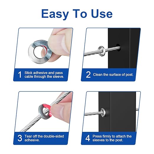 BLIKA 20Pack Cable Railing Adhesive Sleeves - Image 5