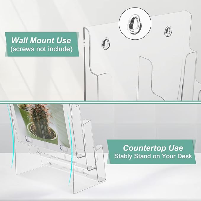 2 Pack Acrylic Brochure Holder 8.5 x 11 inches, 3 Tier Clear Brochure Display - Image 5