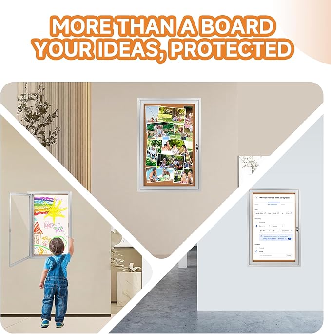 Enclosed Bulletin Board with Locking Door, Outdoor Bulletin Board Weatherproof - Image 5