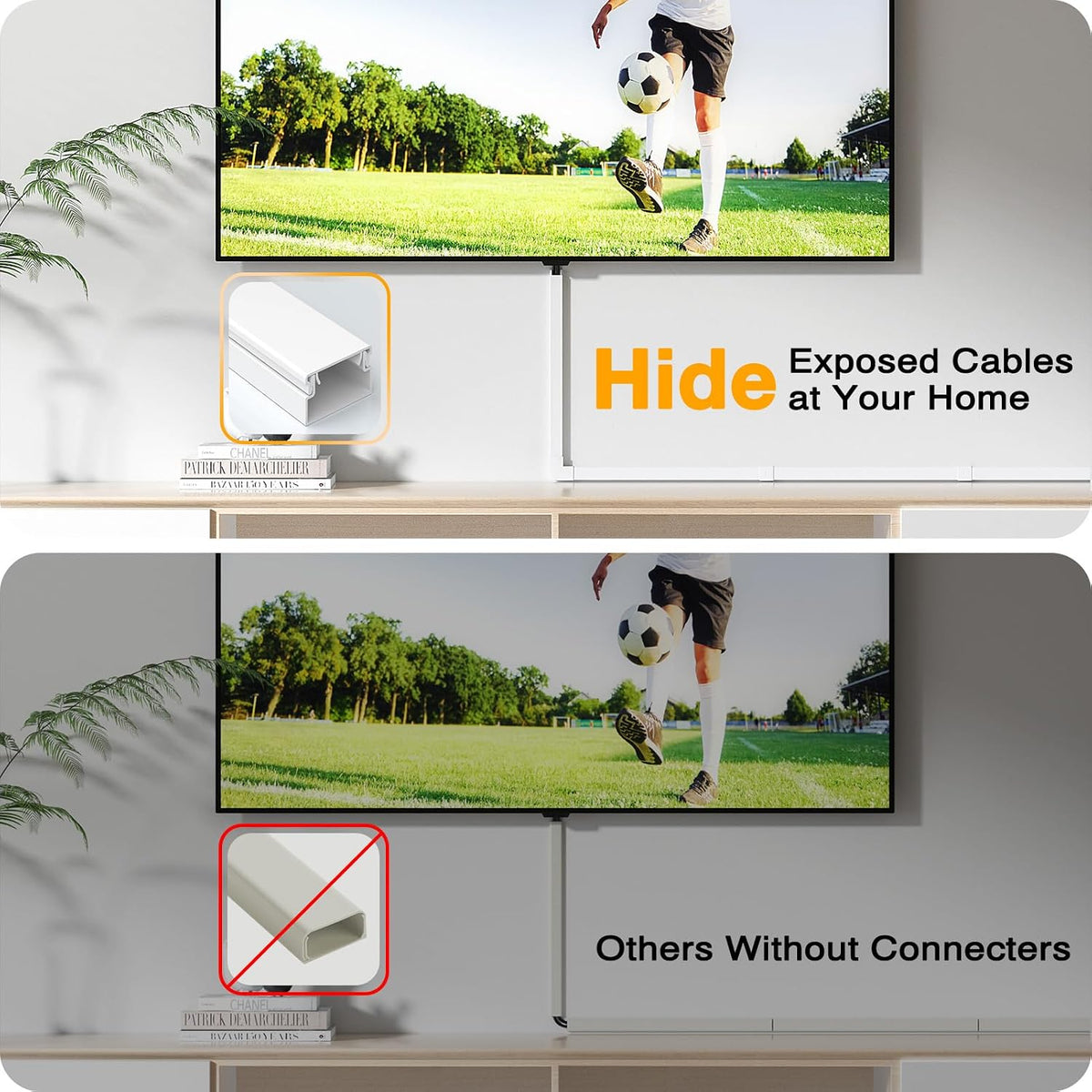 Delamu Cord Hider, 315in Wire Covers for 2-3 Cords on Wall, Premium Cable Hid...