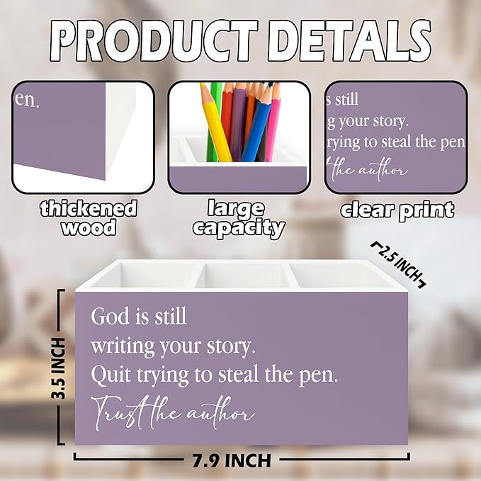 XPH Purple Christian Pen Pencil Holder Organizer - Image 7