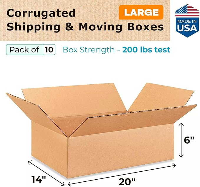 Large Shipping & Moving Boxes 20x14x6 inches - Image 2